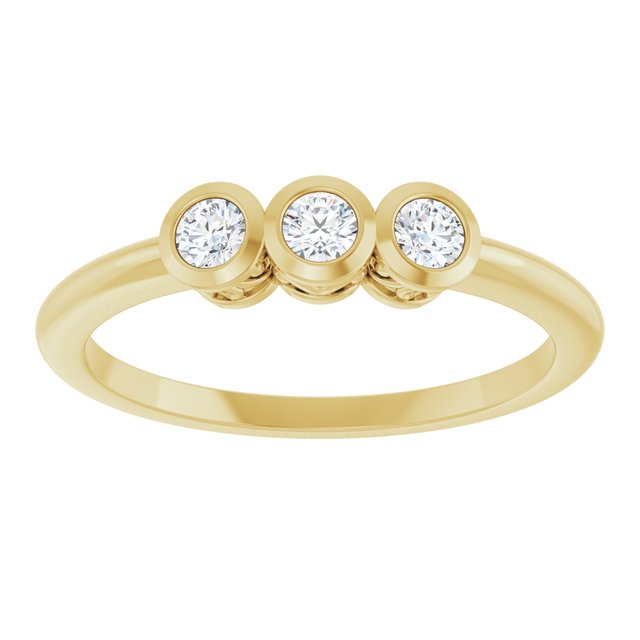 14K Yellow 1/5 CTW Diamond Three-Stone Bezel-Set Ring     